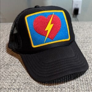 Aviator Nation Heart Bolt Patch Trucker Hat Black OSFM